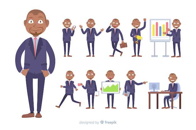 Free Vector flat business character in different postures