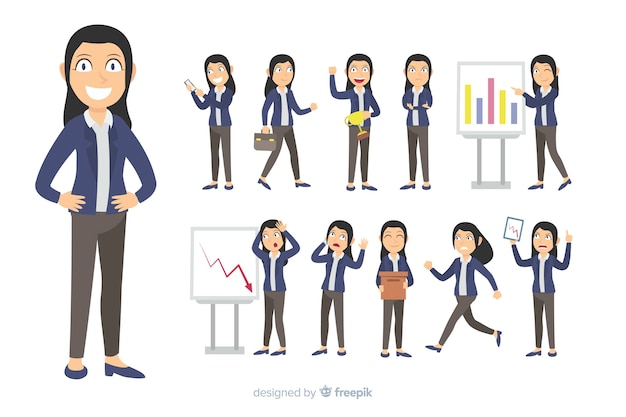 Free Vector flat business character in different postures