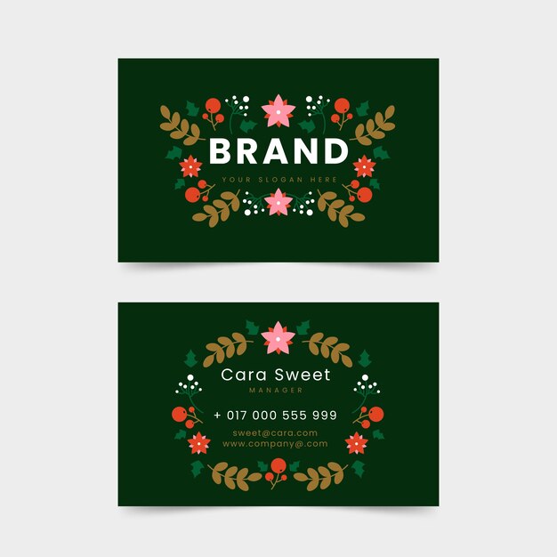 Flat business christmas cards set