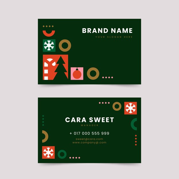 Flat business christmas cards set