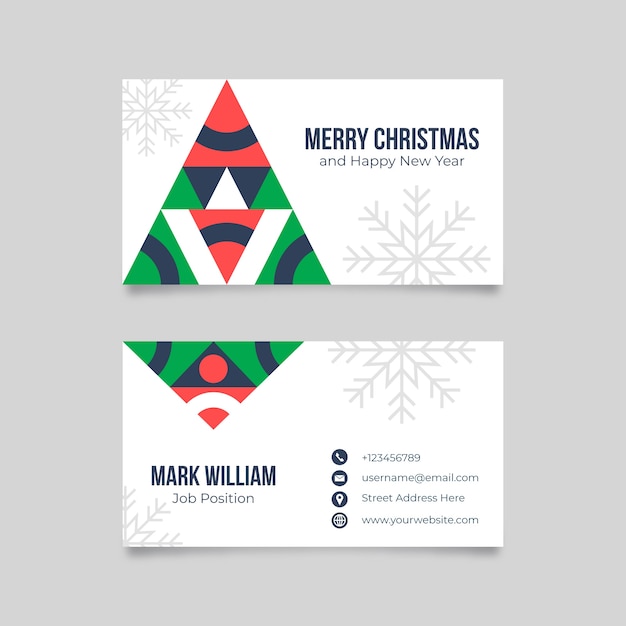 Flat business christmas cards template