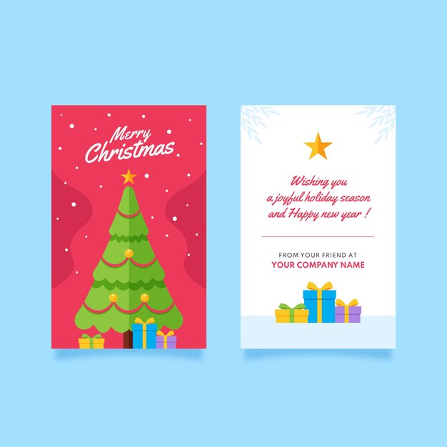 Flat business christmas cards template