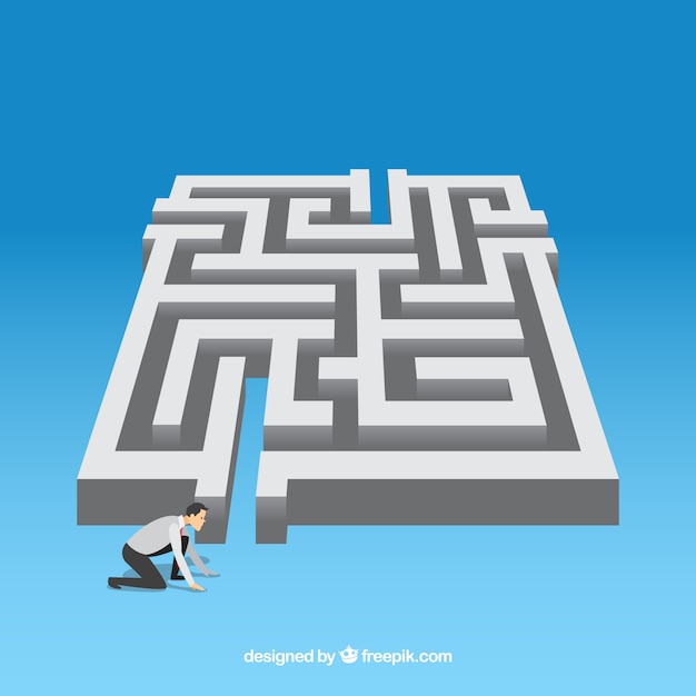 Flat business concept with labyrinth