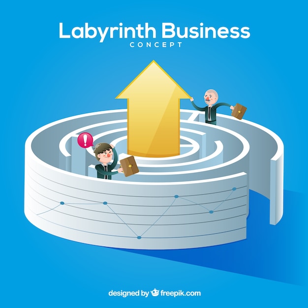 Flat business concept with labyrinth