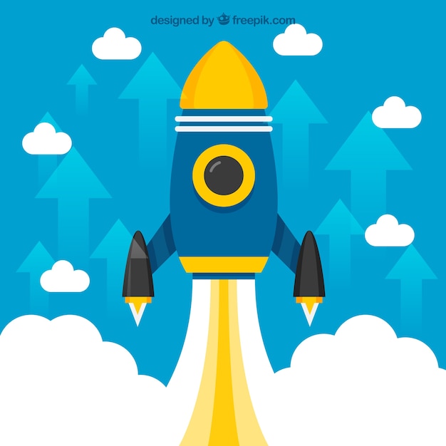 Free Vector flat business concept with rocket