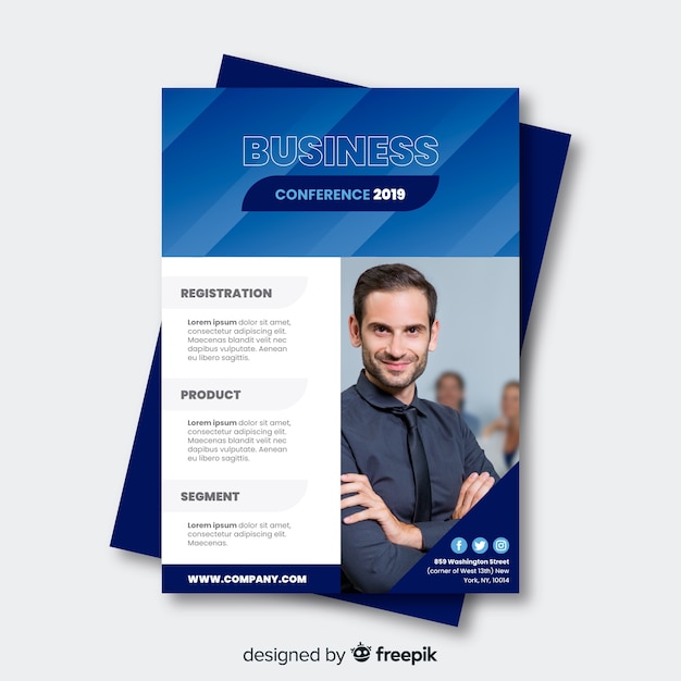 Flat business conference brochure template