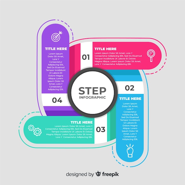 Flat business infographic steps