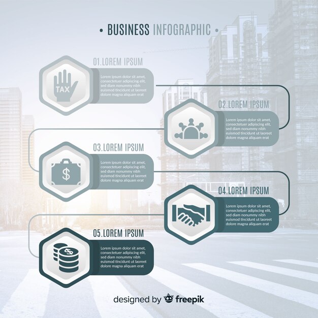 Flat business infographic with photo