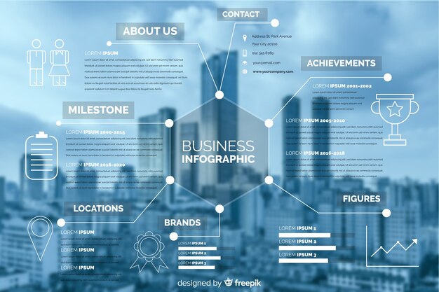 Flat business infographic with photo