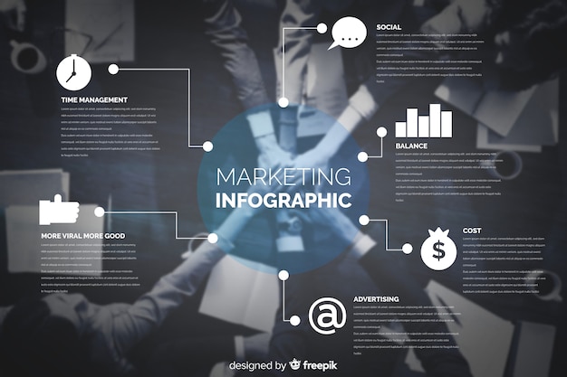 Flat business infographic with photo