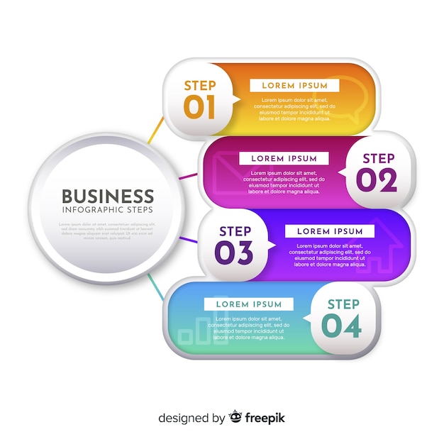 Flat business infographics steps template