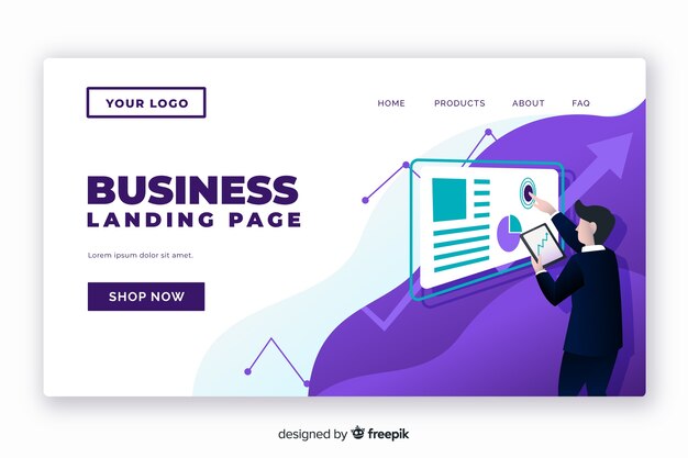 Flat business landing page template