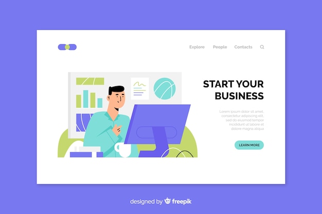 Flat business landing page template