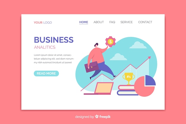 Flat business landing page template