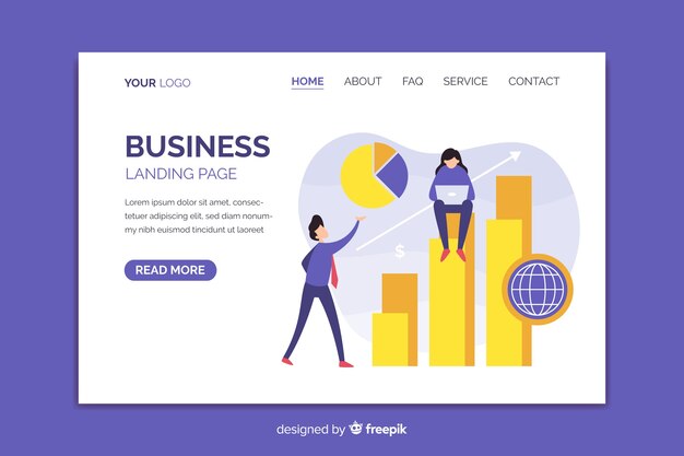 Flat business landing page template