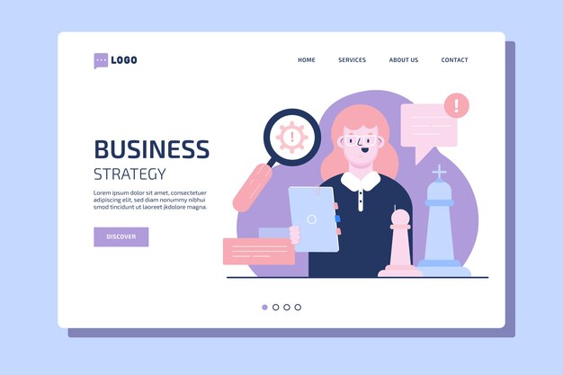 Flat business landing page template