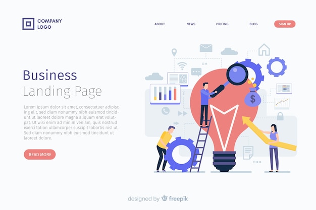 Flat business landing page template