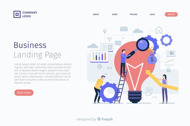 Flat business landing page template