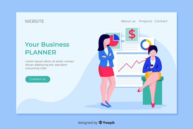 Flat business landing page template