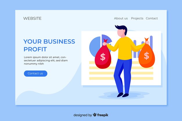 Flat business landing page template