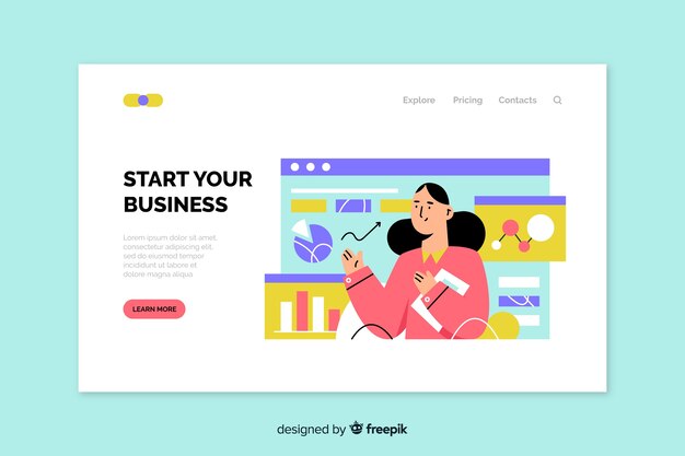 Flat business landing page template