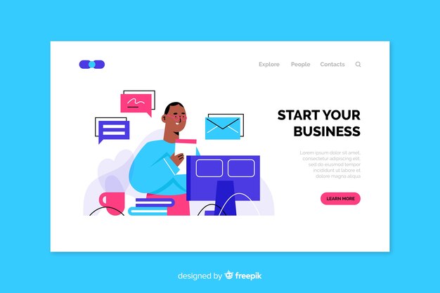 Flat business landing page template