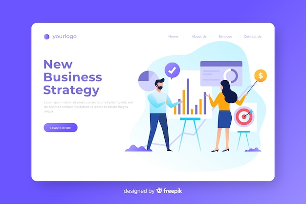 Flat business landing page template