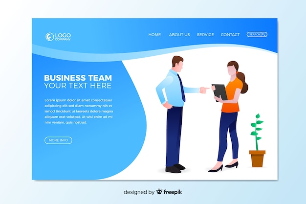 Flat business landing page template