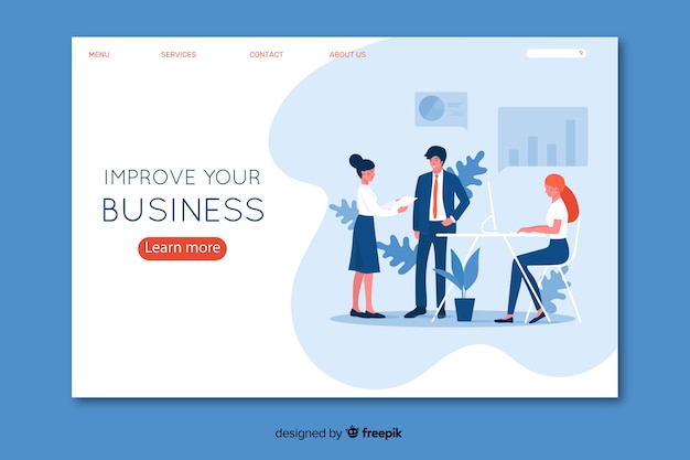 Flat business landing page template