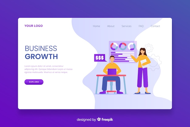 Flat business landing page template