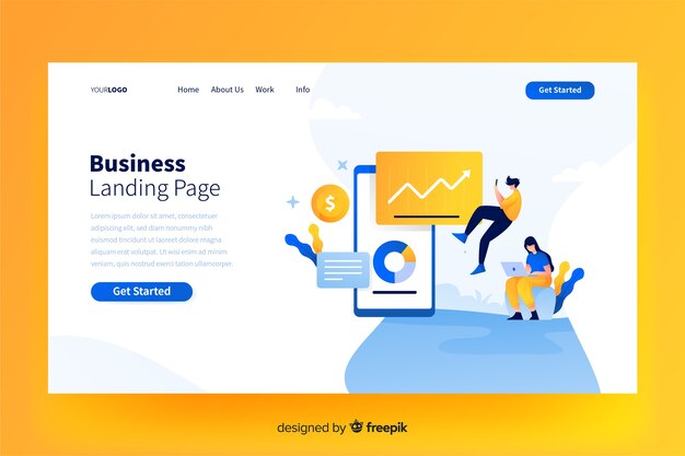 Flat business landing page template