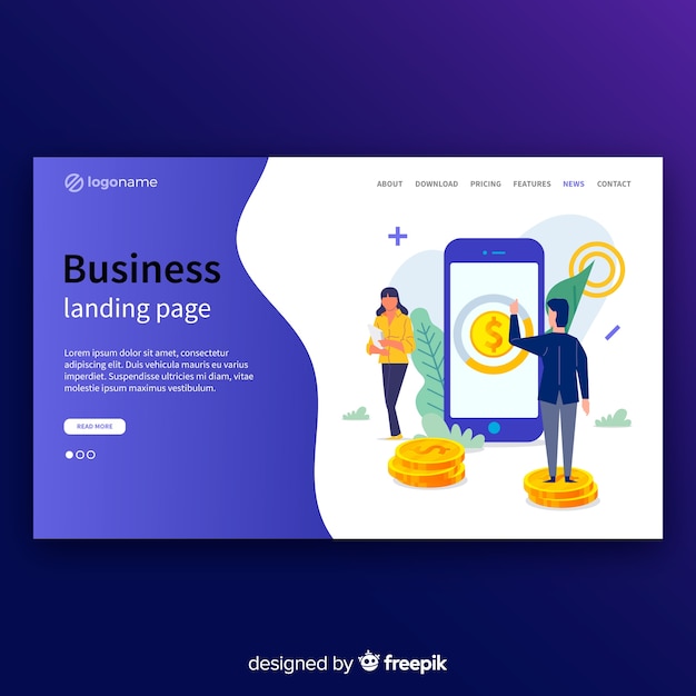 Flat business landing page template