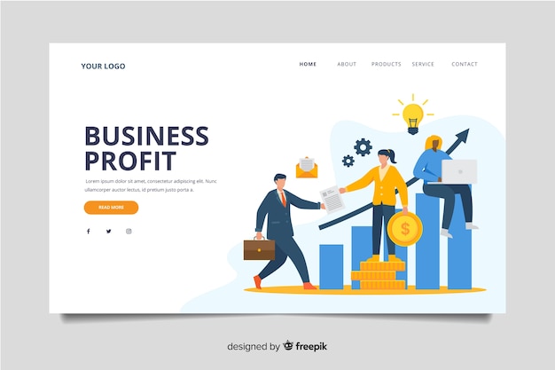 Flat business landing page template