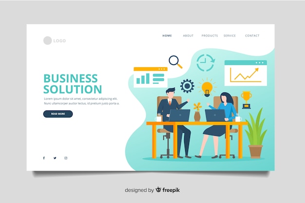 Flat business landing page template