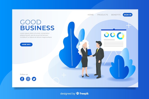 Flat business landing page template