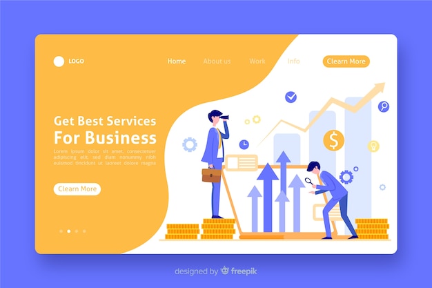 Flat business landing page template