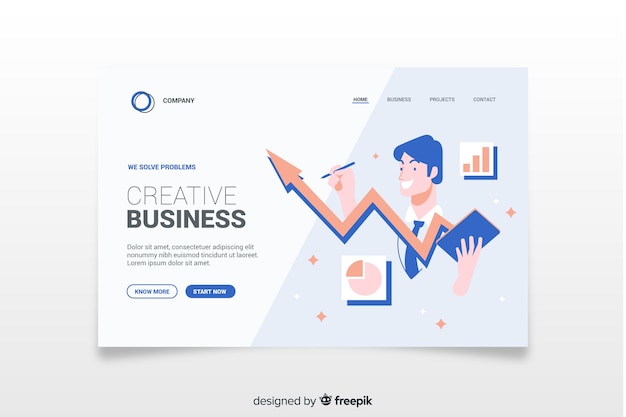 Flat business landing page template