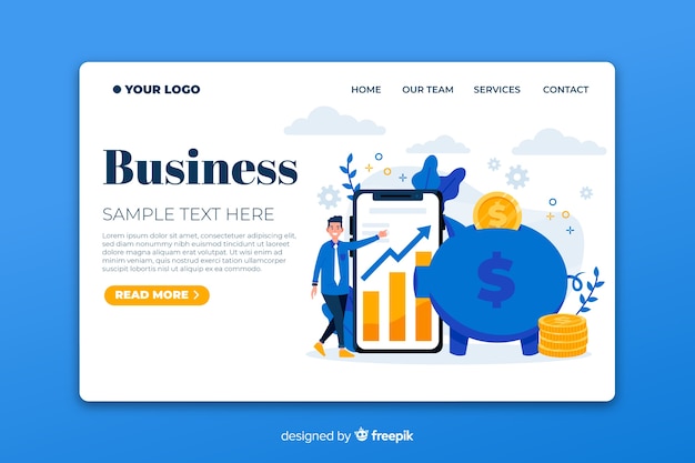 Flat business landing page template