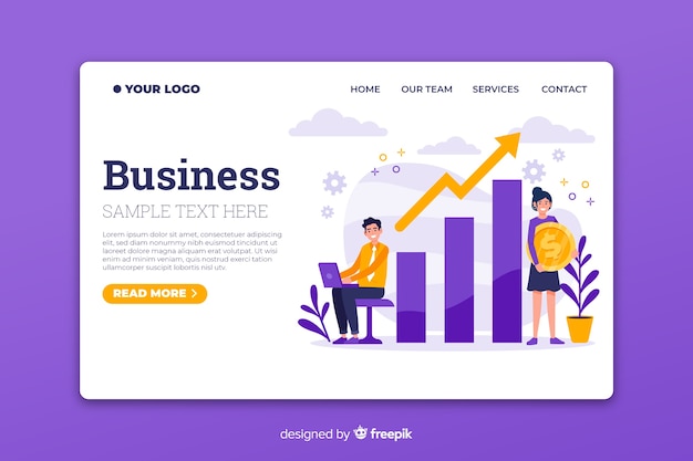 Flat business landing page template