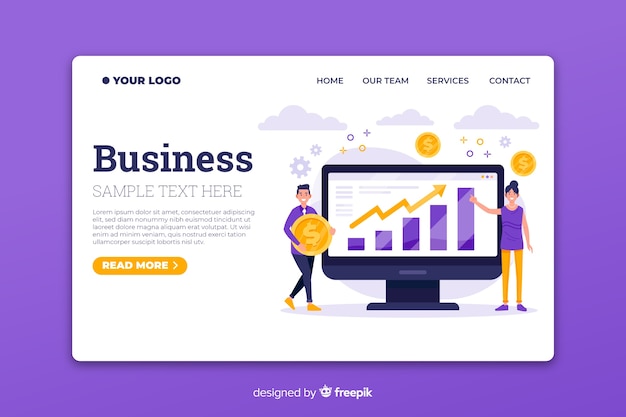 Flat business landing page template