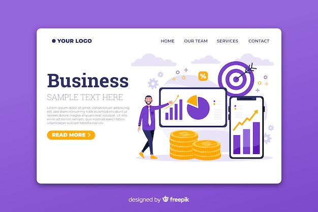 Flat business landing page template