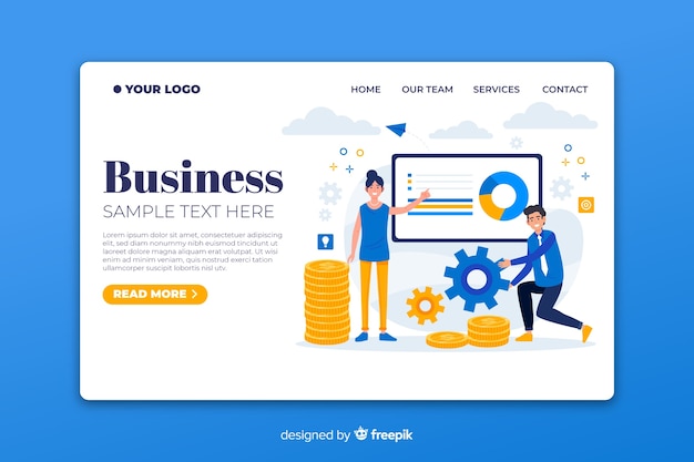 Flat business landing page template