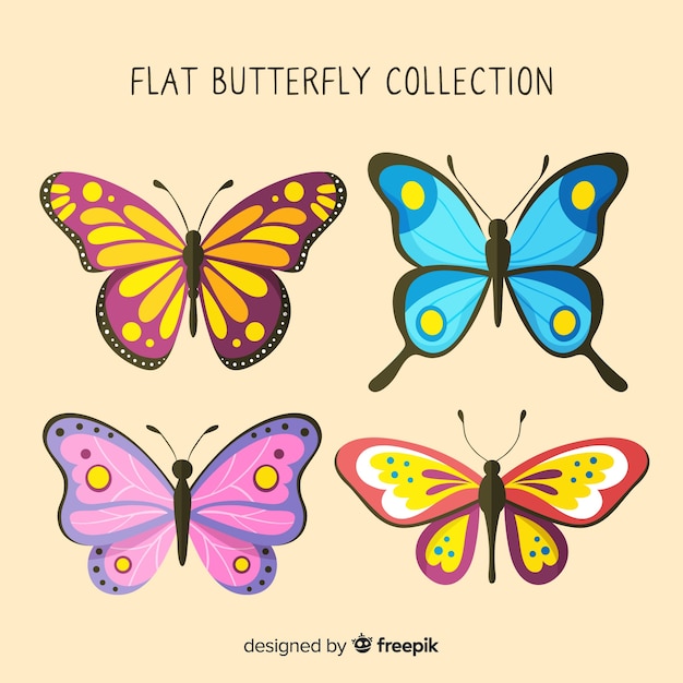 Flat butterflies collection