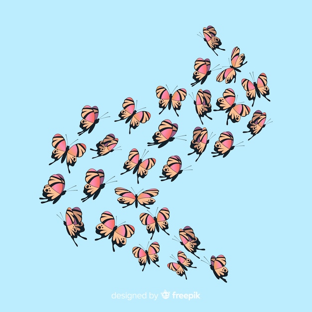 Free vector flat butterflies flying background