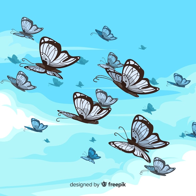 Free Vector flat butterflies flying background