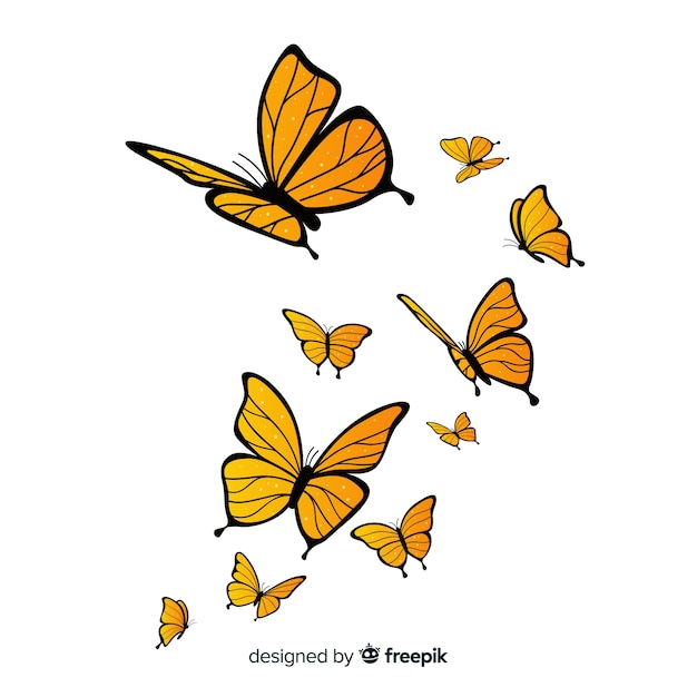 Flat butterflies flying background