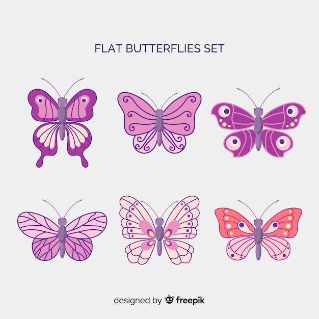 Flat butterflies flying background