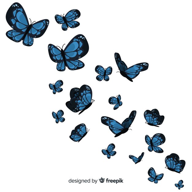 Flat butterflies flying background