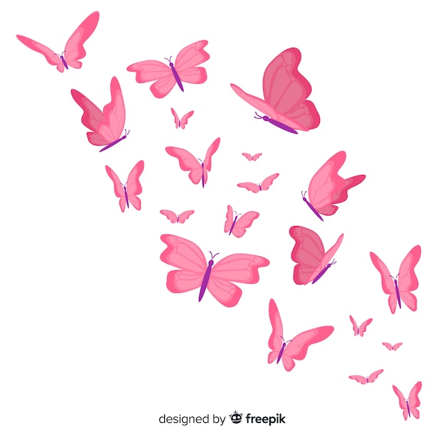 Free Vector flat butterflies flying background