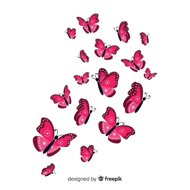 Free Vector flat butterflies flying